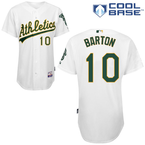Daric Barton #10 MLB Jersey-Oakland Athletics Men's Authentic Home White Cool Base Baseball Jersey